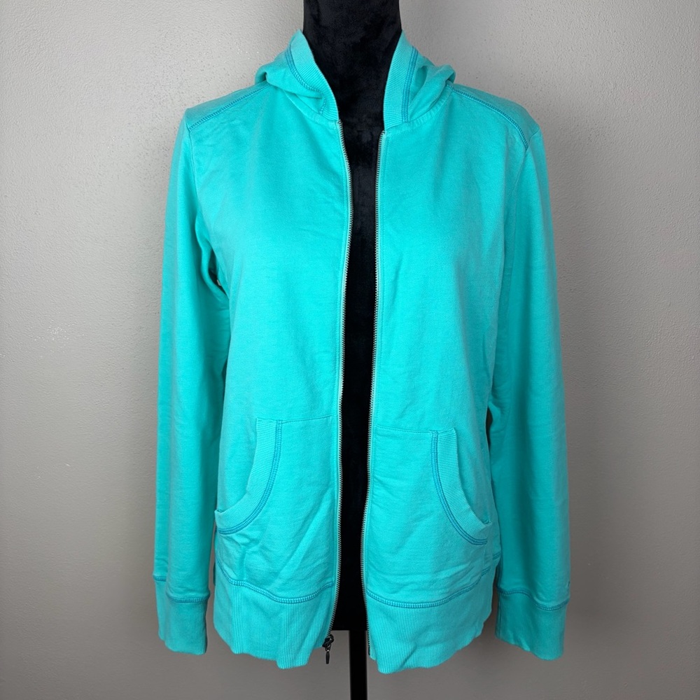 Columbia Sportswear Cotton Blend Teal Blue Zip-Up Hoodie Gorpcore Athleisure L - Picture 11 of 16